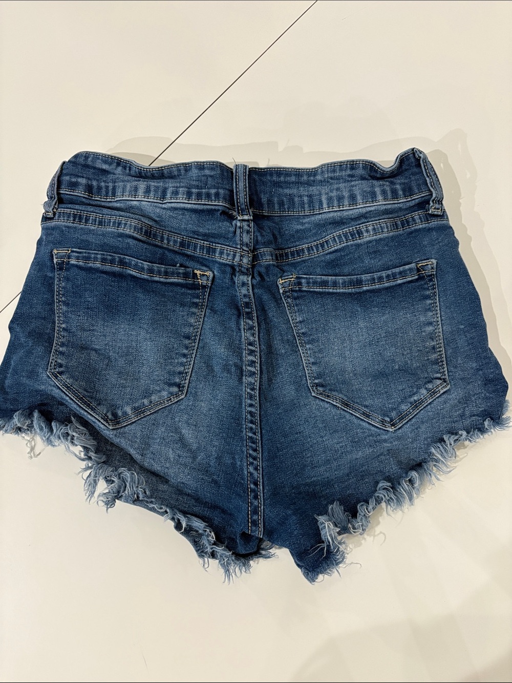 KanCan Dark Blue Frayed Hem Denim Shorts - Picture 4 of 4